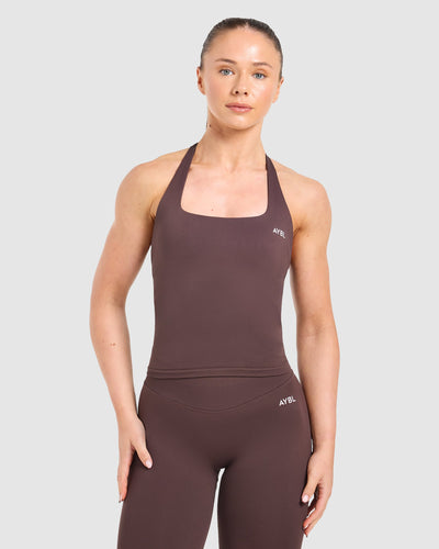 Enhance Seamless Halterneck Top - Cocoa Brown