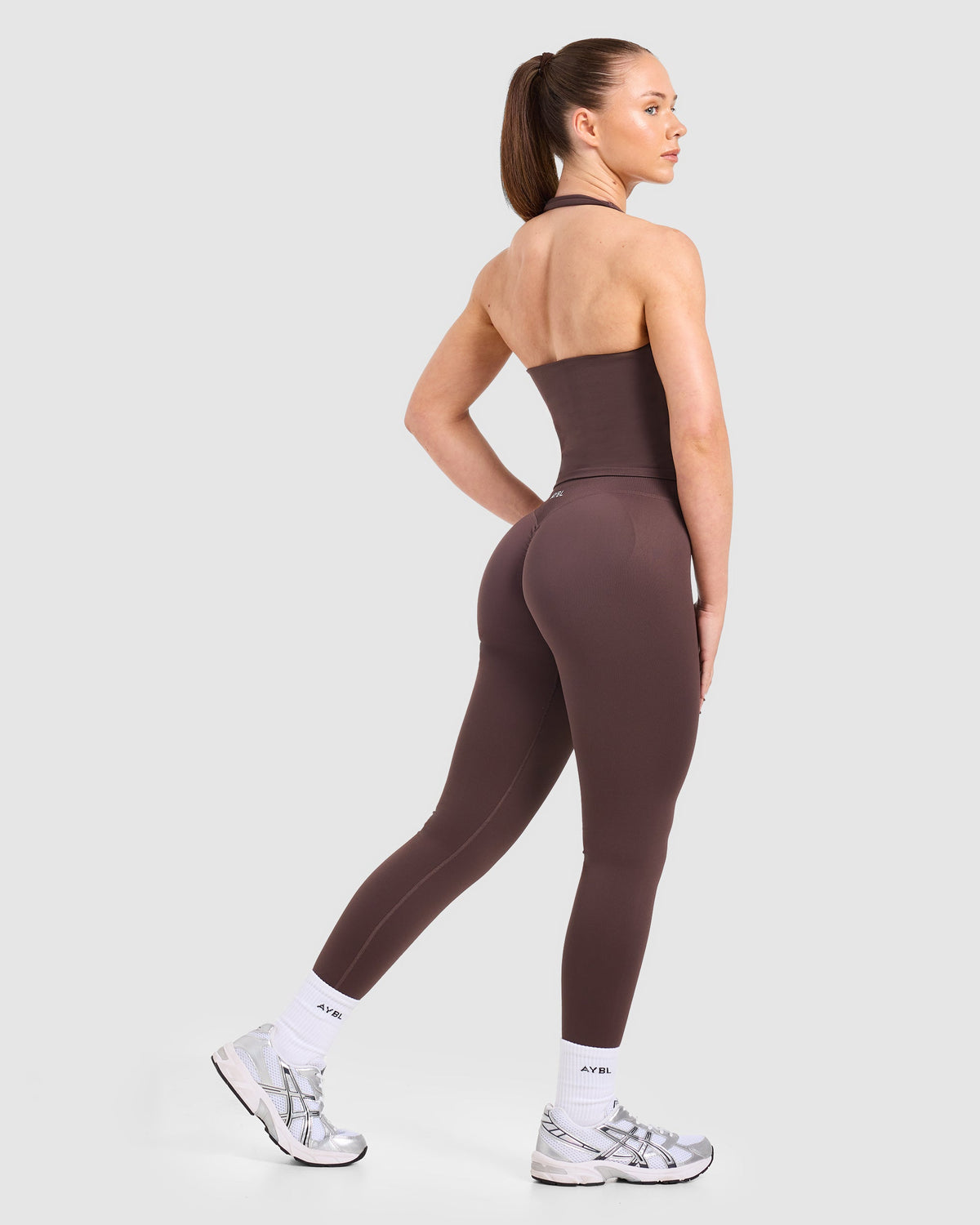 Enhance Seamless Halterneck Top - Cocoa Brown