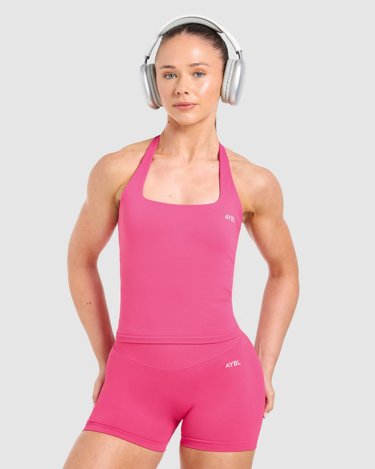Enhance Seamless Halterneck Top - Raspberry Pink