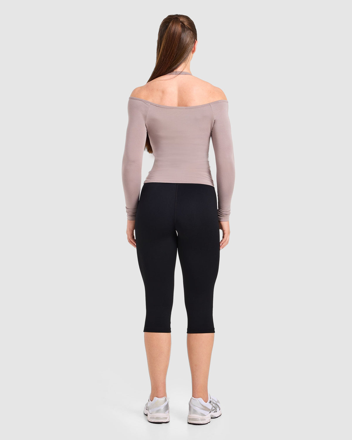 Ease Off The Shoulder Top - Warm Taupe