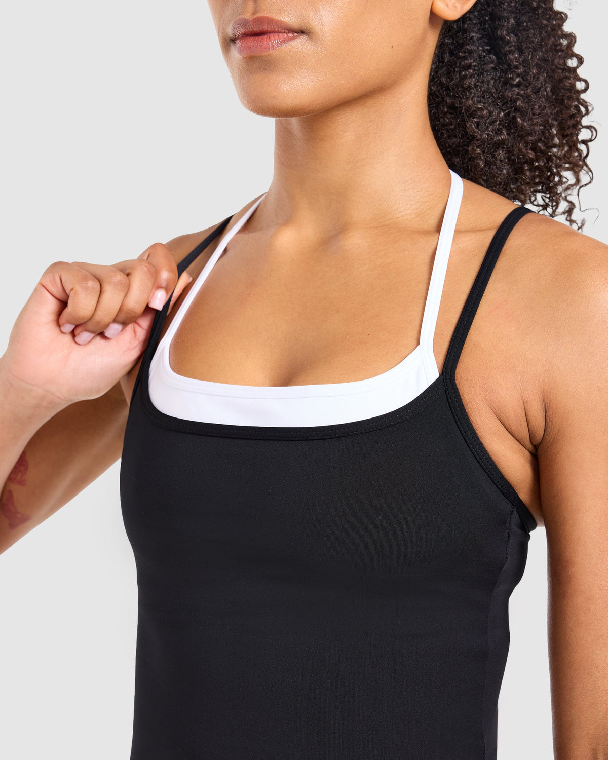 Double Layered Tank Top - Black/White