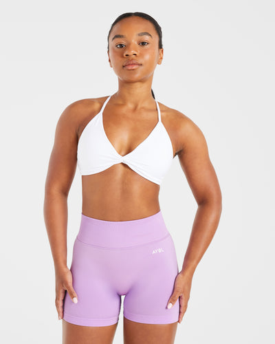Essential Twist Crossback Sports Bra - White