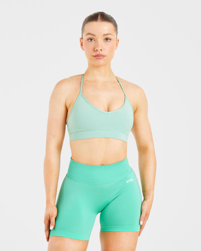 Essential V Neck Strappy Sports Bra - Light Sage