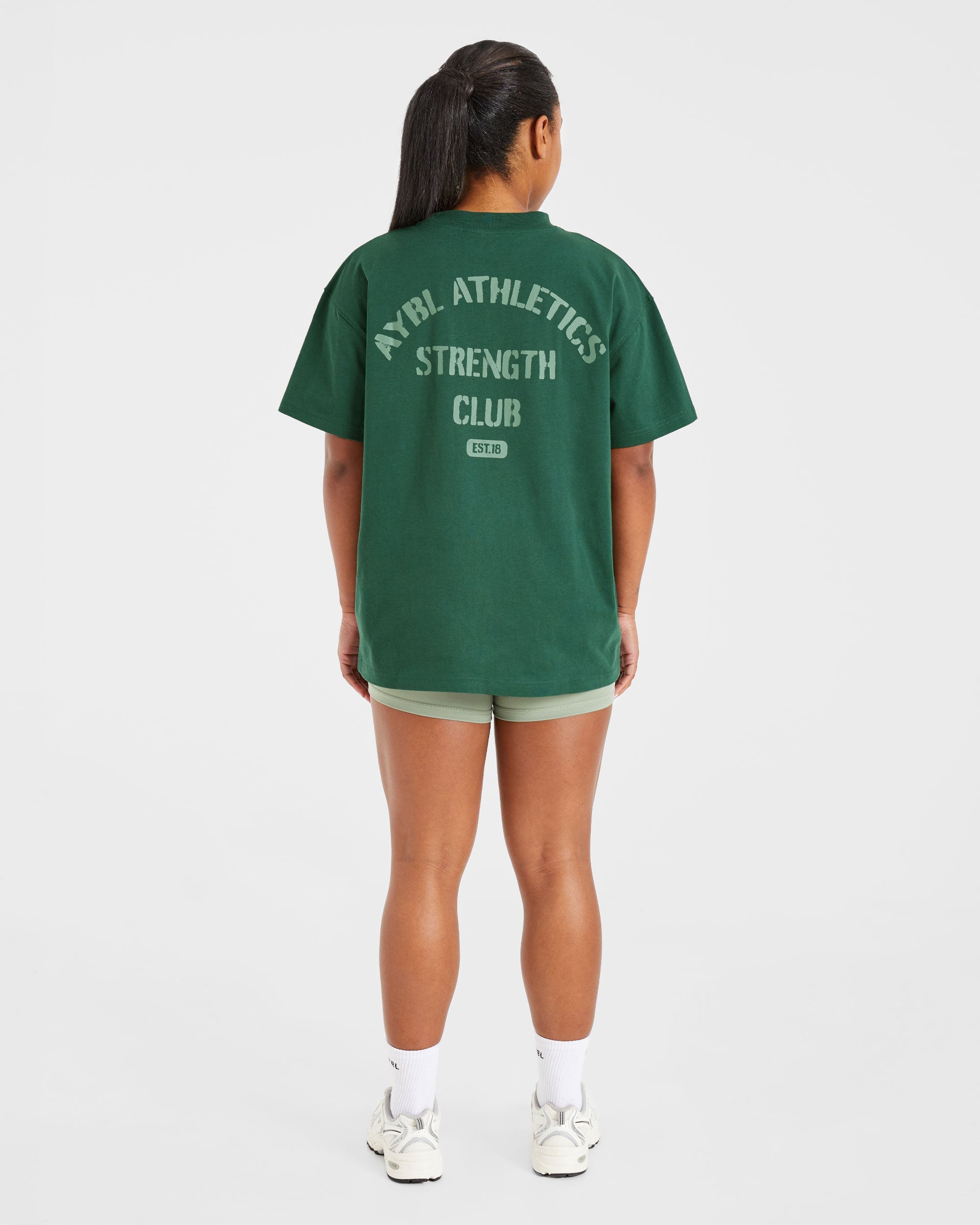 Athletics Strength Club Oversized T Shirt - Forest Green