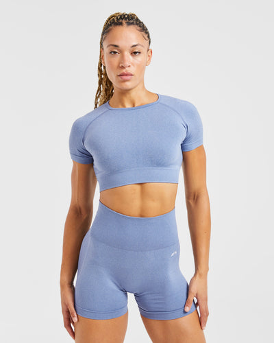 Empower Seamless Crop Top - Blue Marl