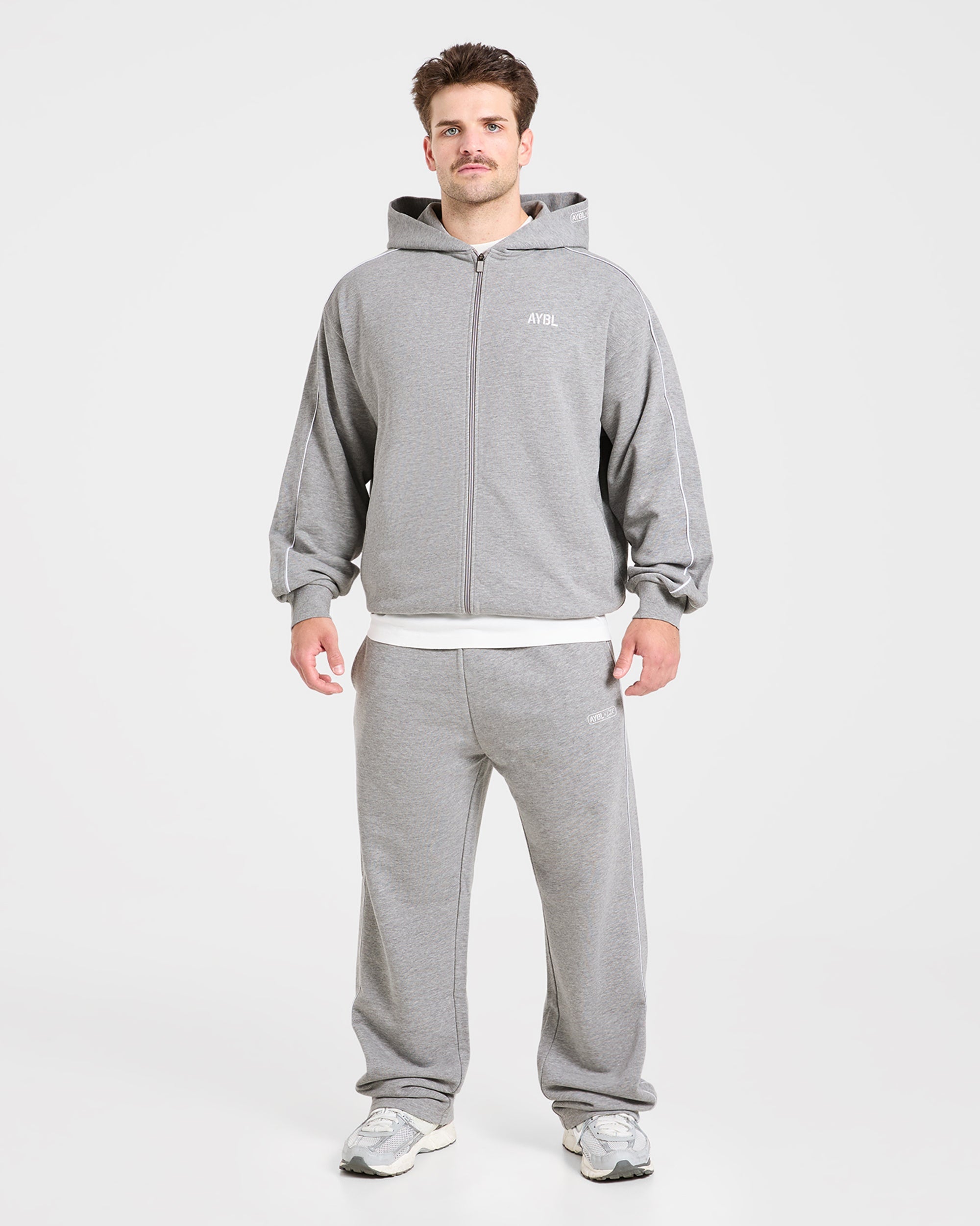 Cam Kissel x Oversized Full Zip Hoodie - Mid Marl Grey