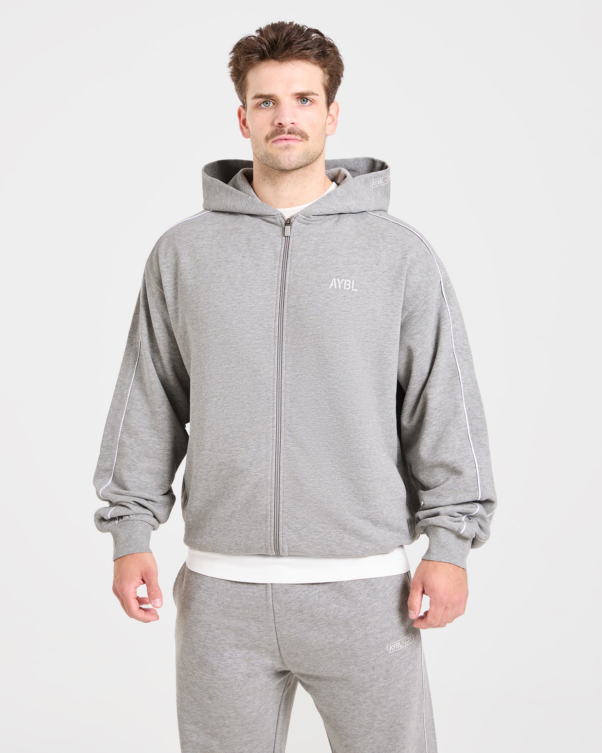 Cam Kissel x Oversized Full Zip Hoodie - Mid Marl Grey