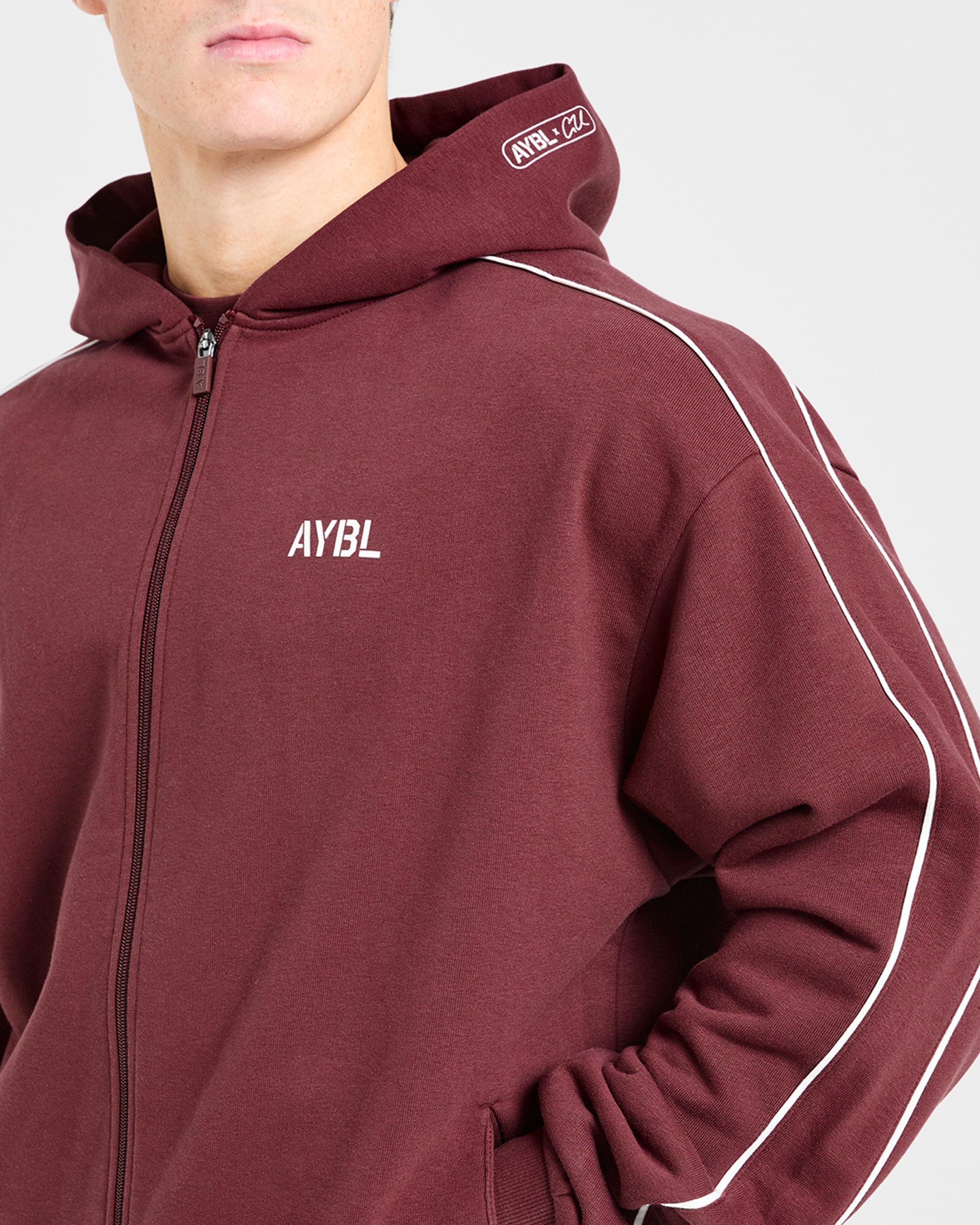 Cam Kissel x Oversized Full Zip Hoodie - Burgundy