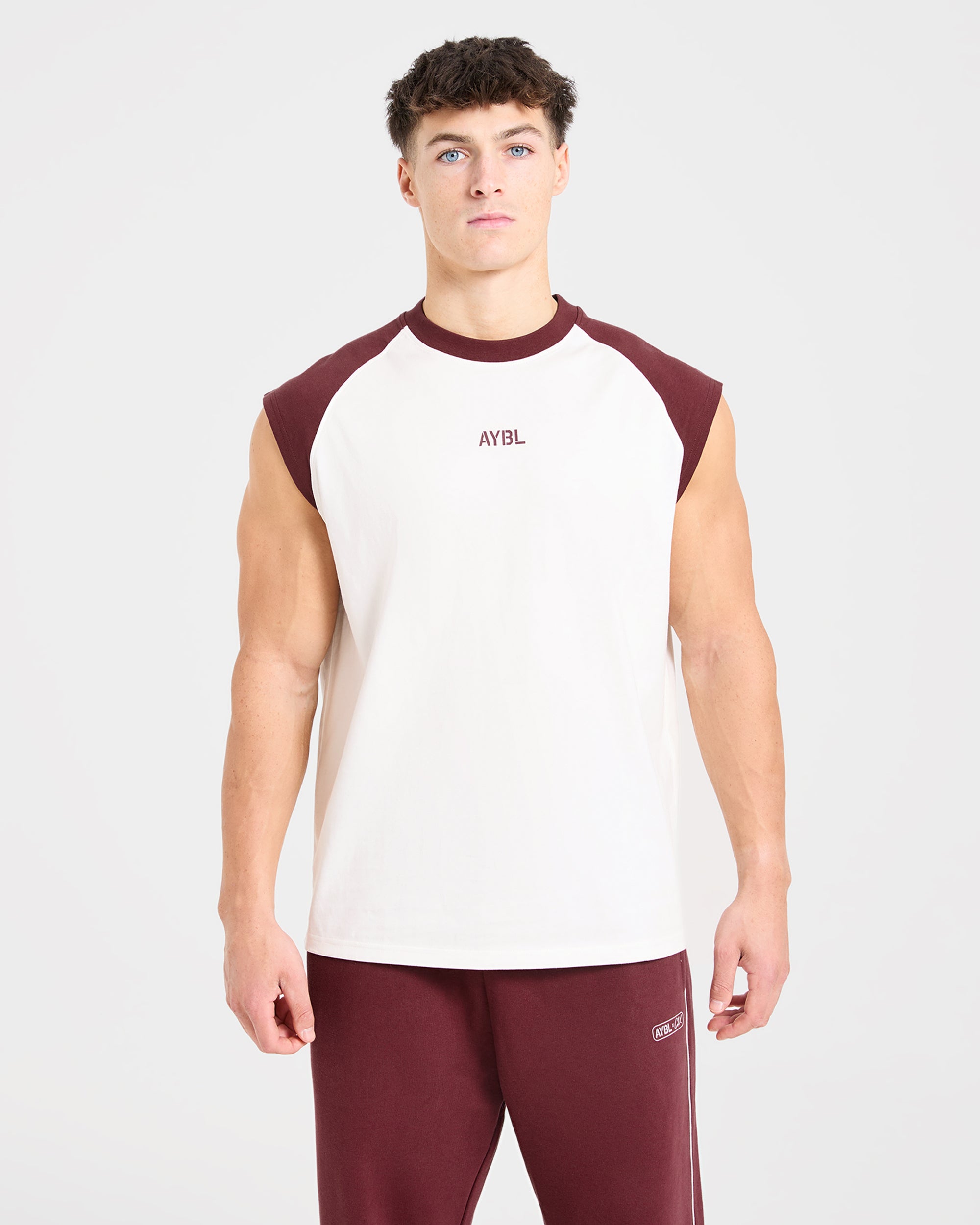 Cam Kissel x Contrast Oversized Tank - Off White/Burgundy