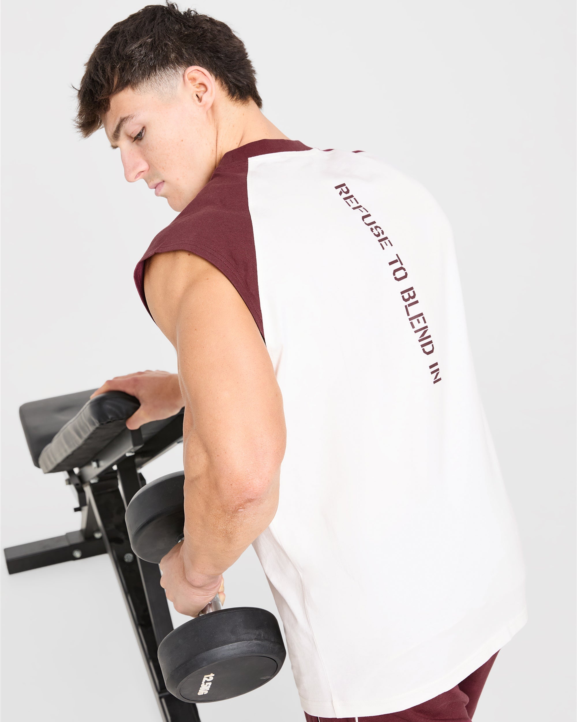 Cam Kissel x Contrast Oversized Tank - Off White/Burgundy