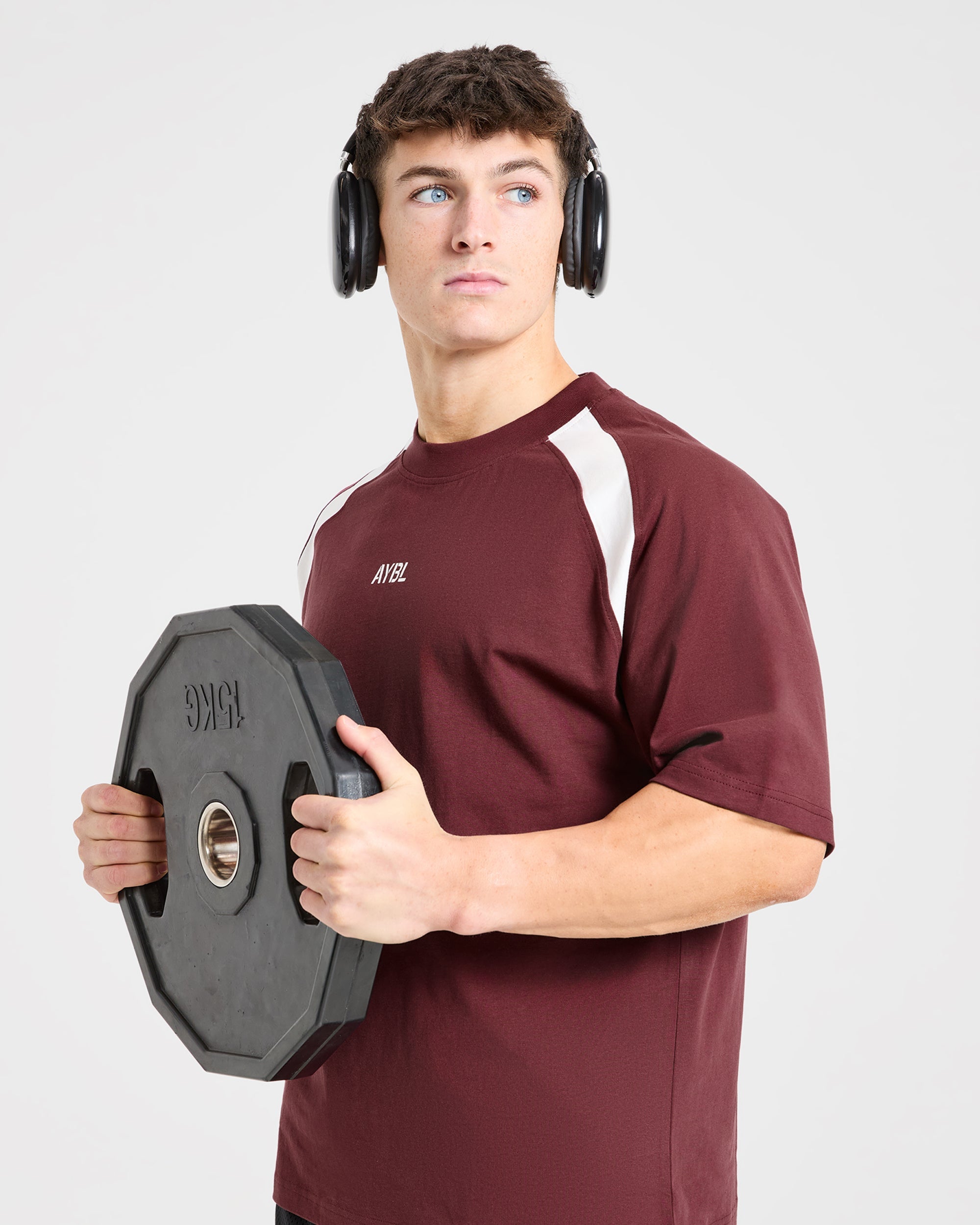 Cam Kissel x Contrast Oversized T Shirt - Burgundy