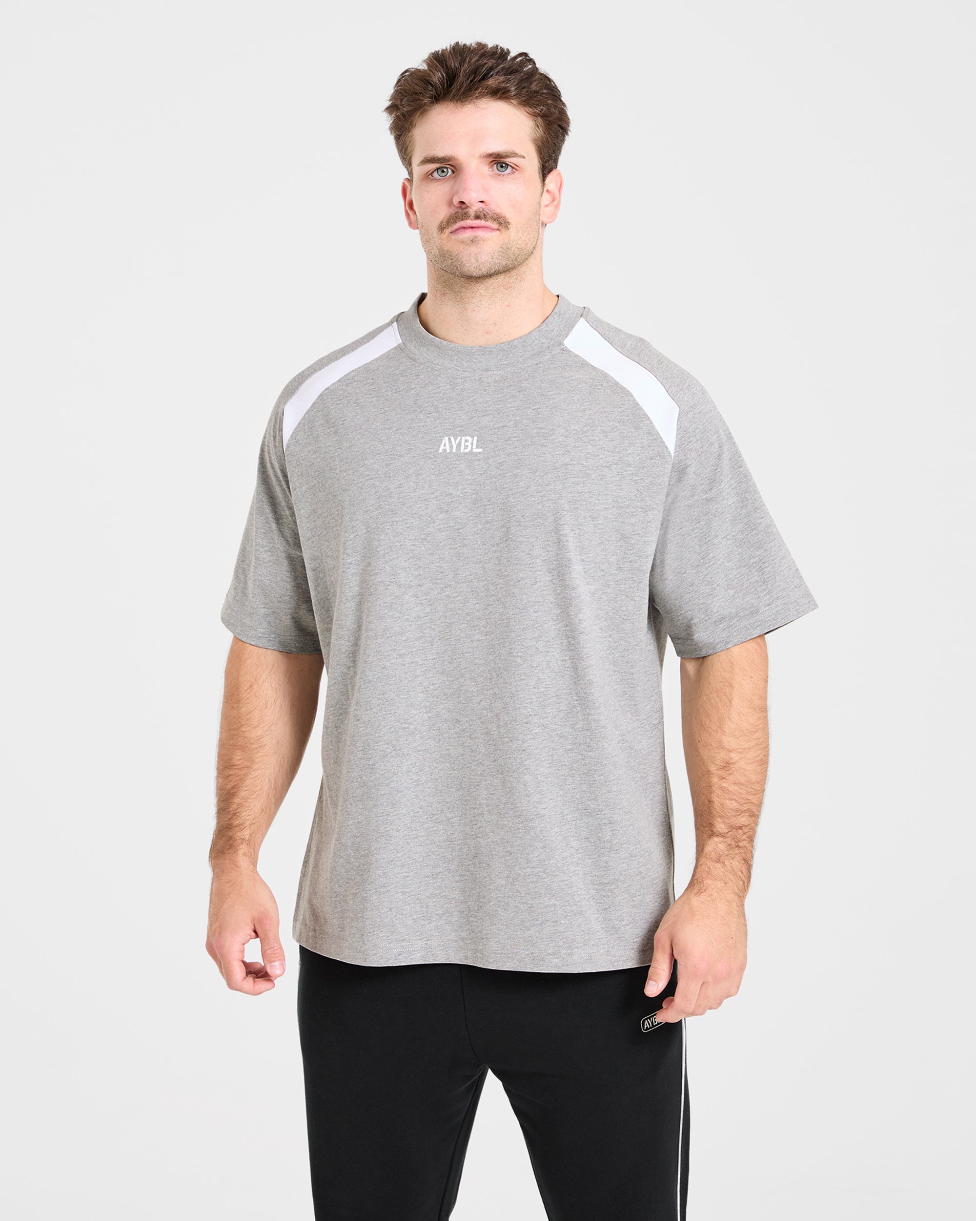 Cam Kissel x Contrast Oversized T Shirt - Mid Marl Grey