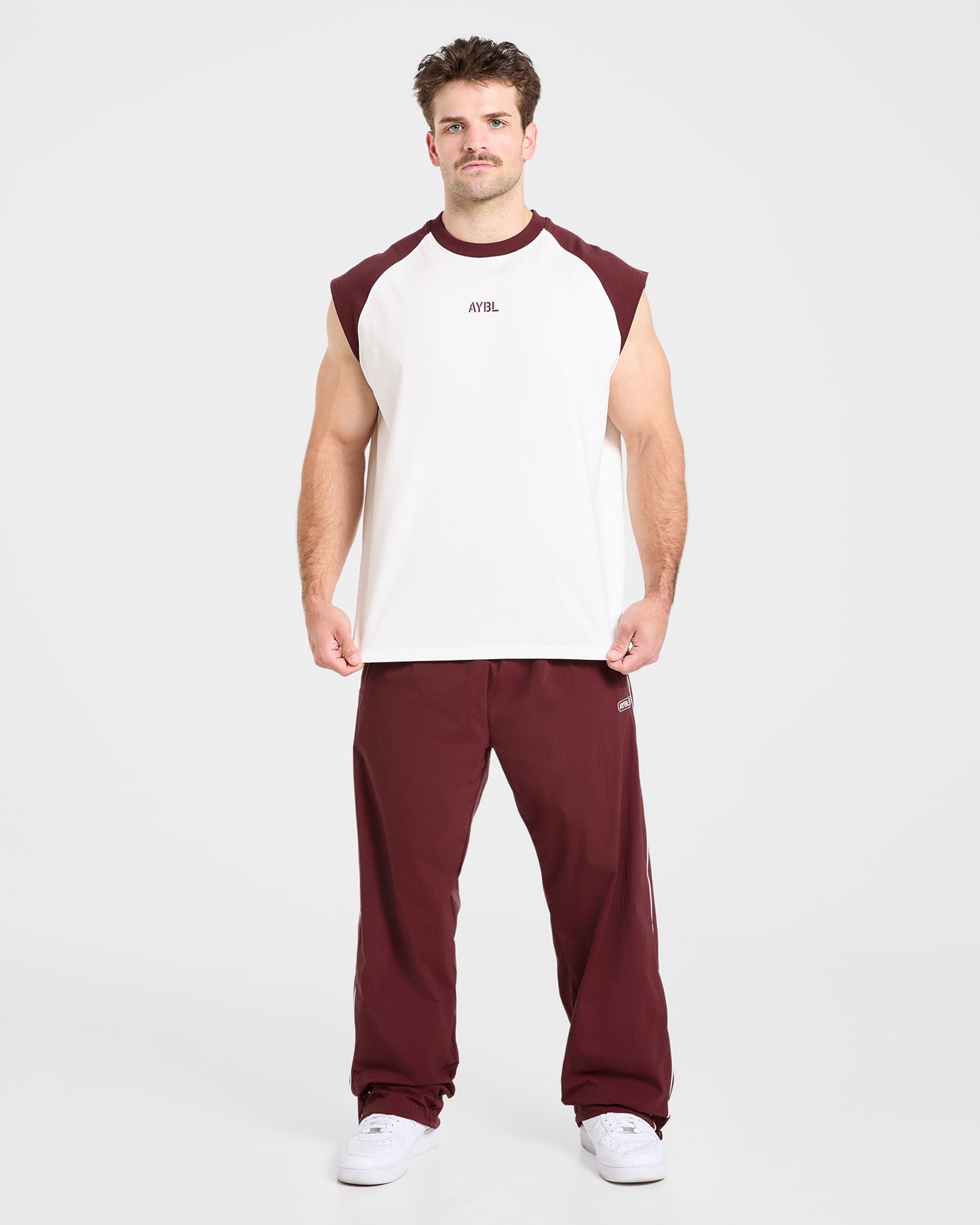 Cam Kissel x Contrast Oversized Tank - Off White/Burgundy