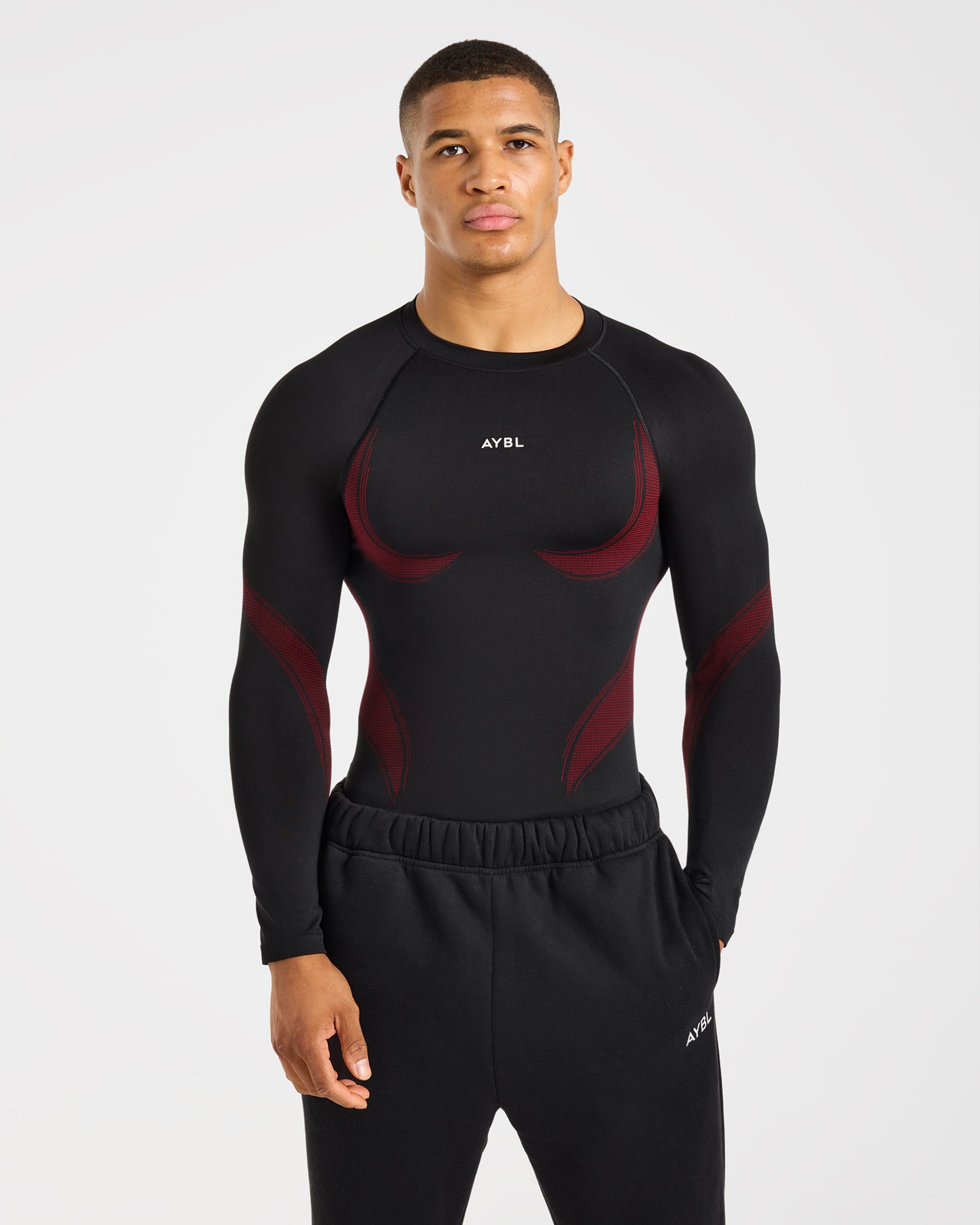 Charge Seamless Long Sleeve T Shirt - Black/Red