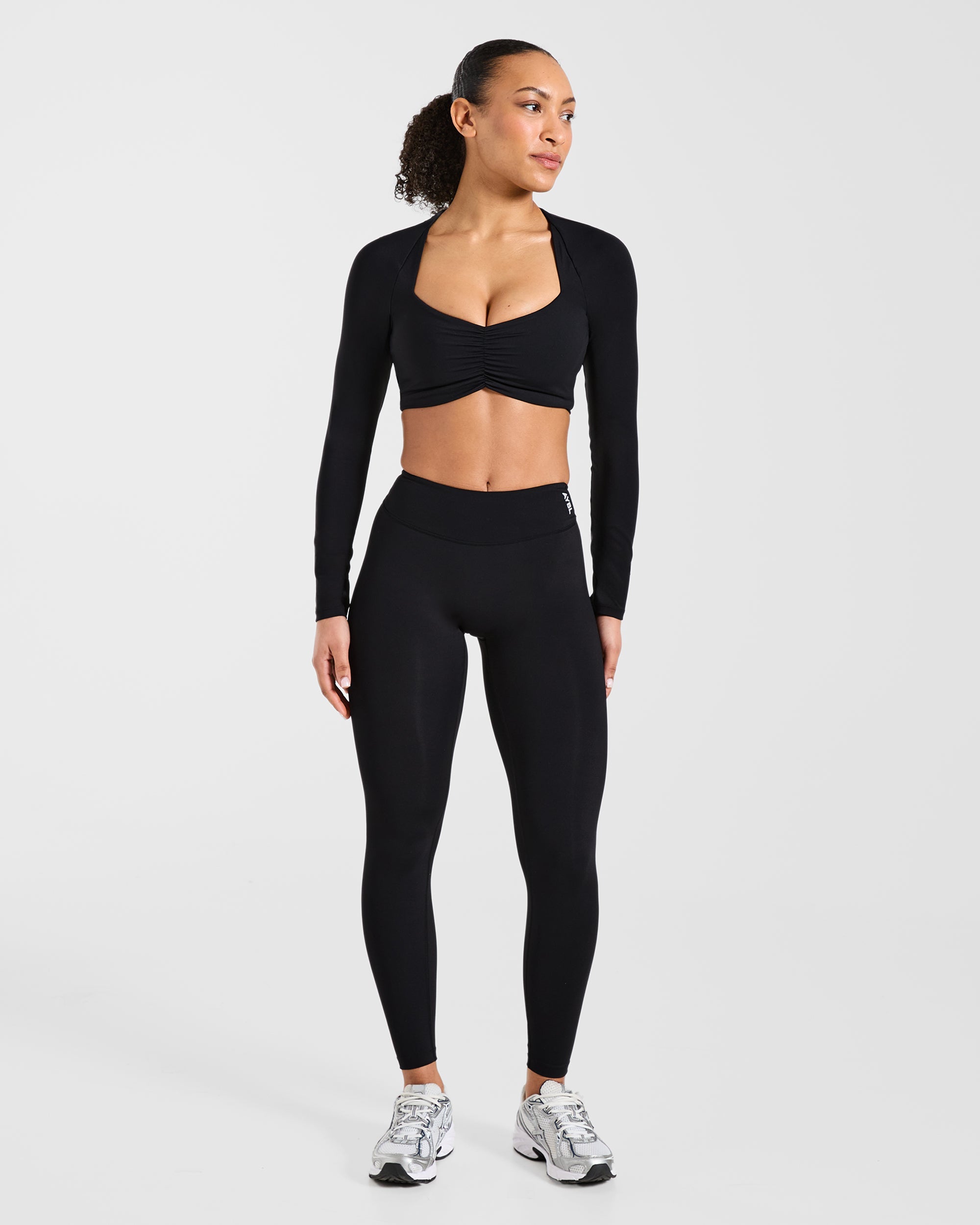 Physique Long Sleeve Crop Top - Black