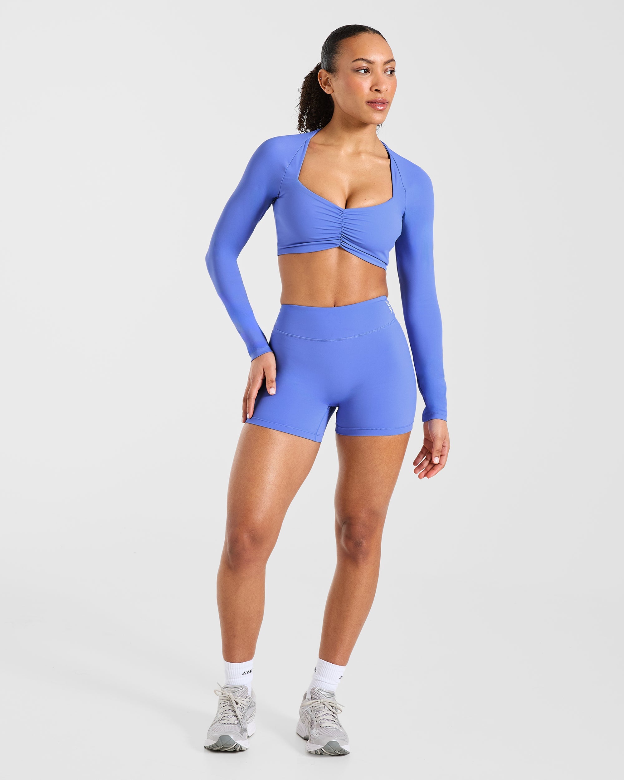 Physique Long Sleeve Crop Top - Cornflower Purple