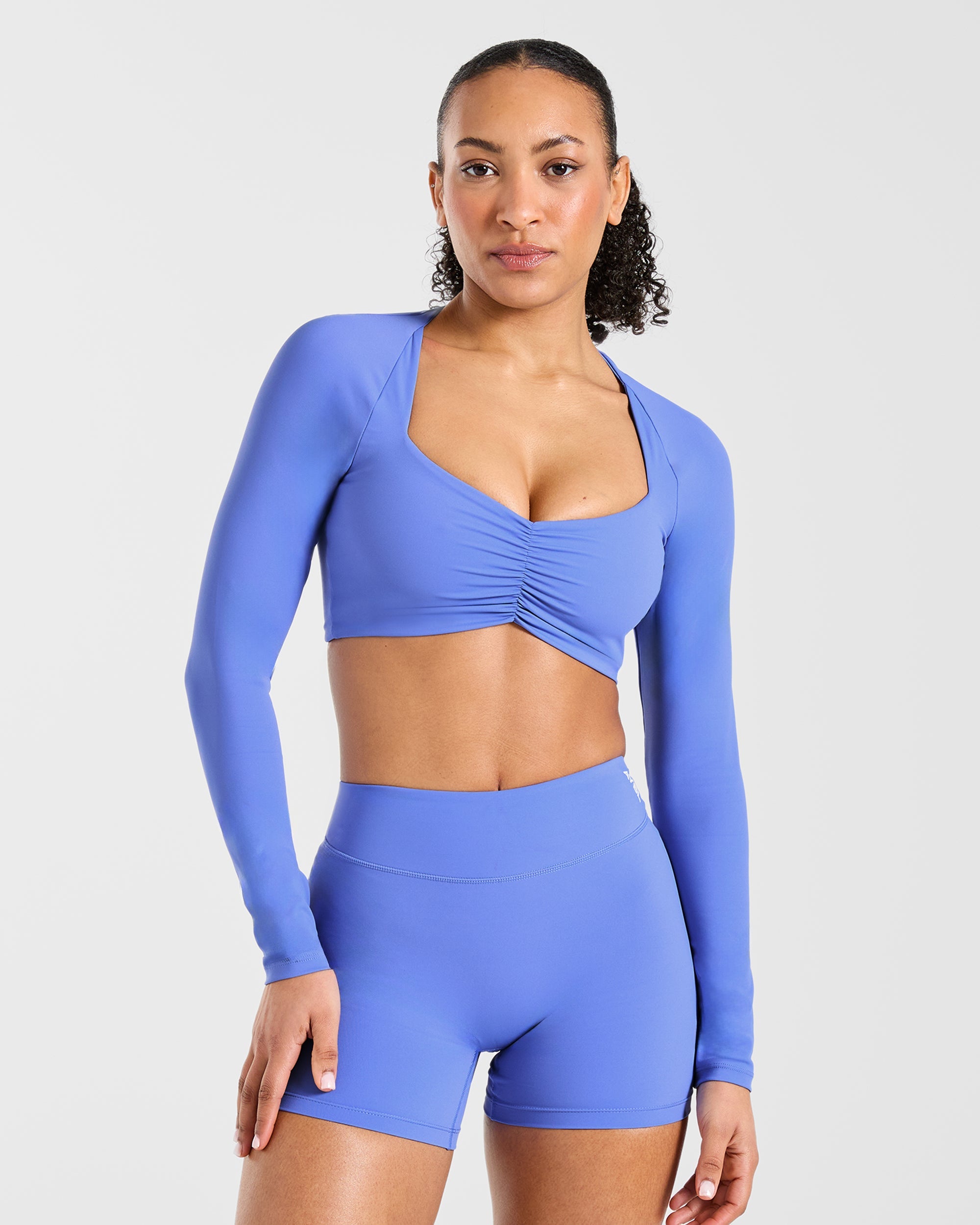 Physique Long Sleeve Crop Top - Cornflower Purple