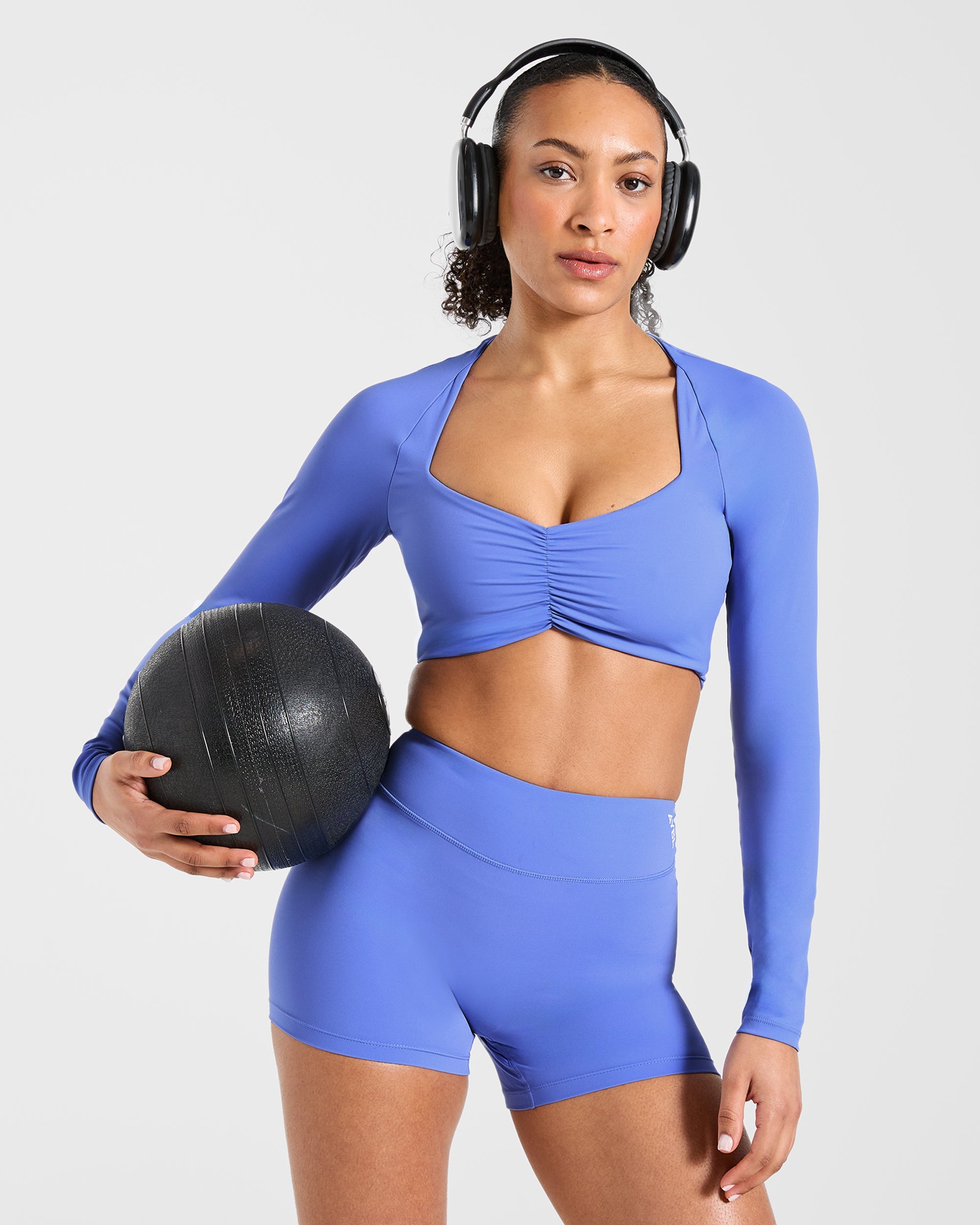 Physique Long Sleeve Crop Top - Cornflower Purple