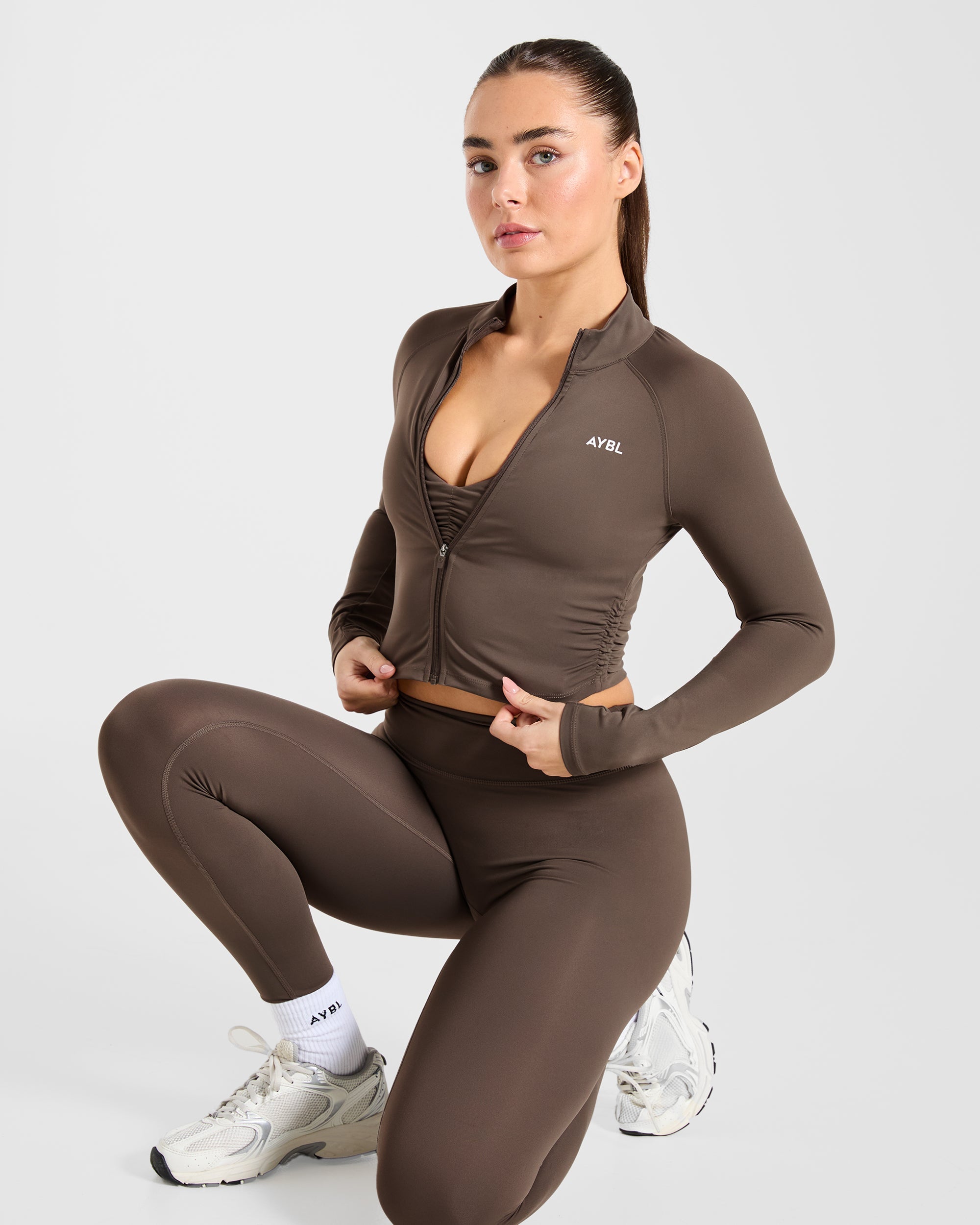 Physique Zip Up Jacket - Brown