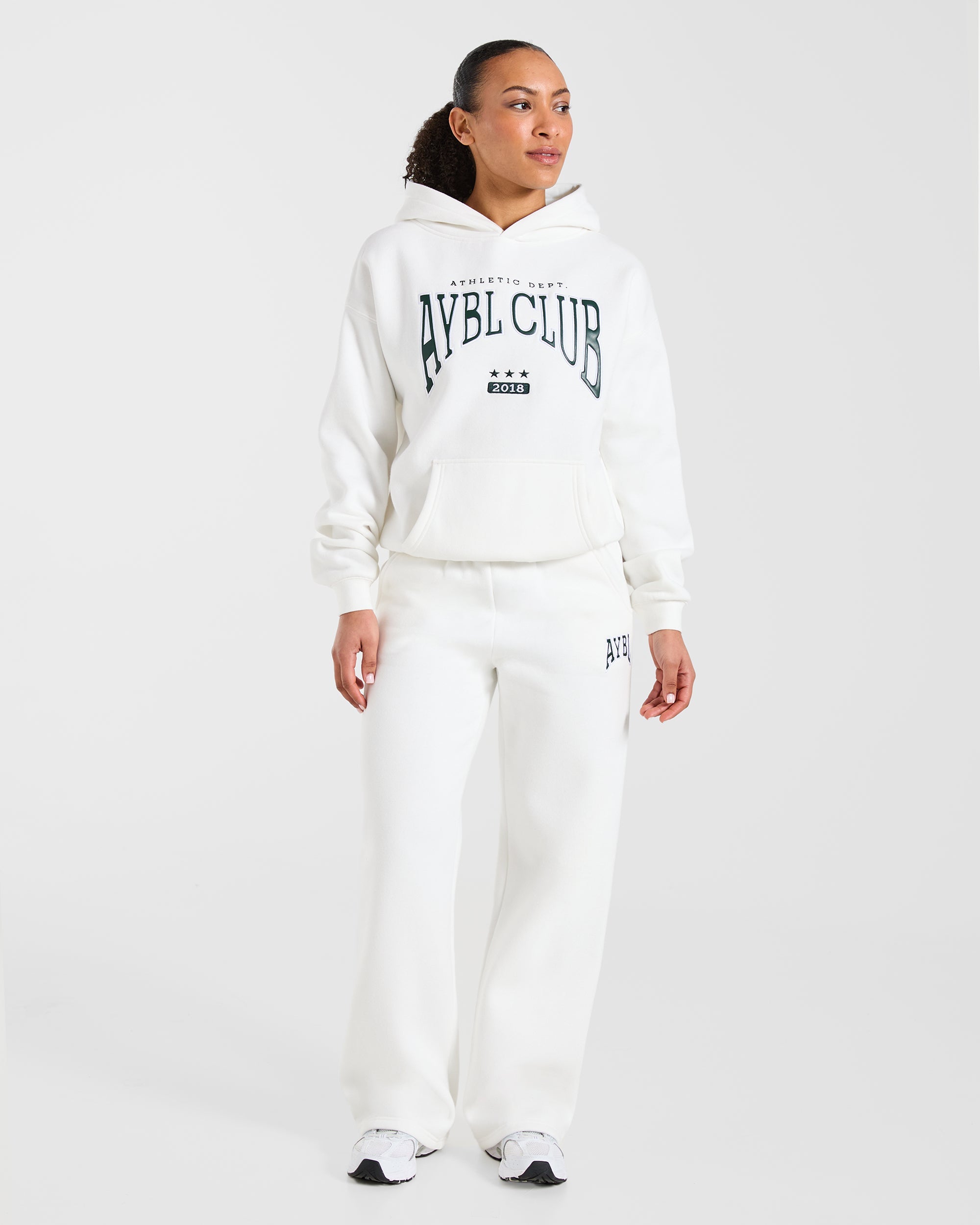 AYBL Club Oversized Hoodie - Off White/Forest Green