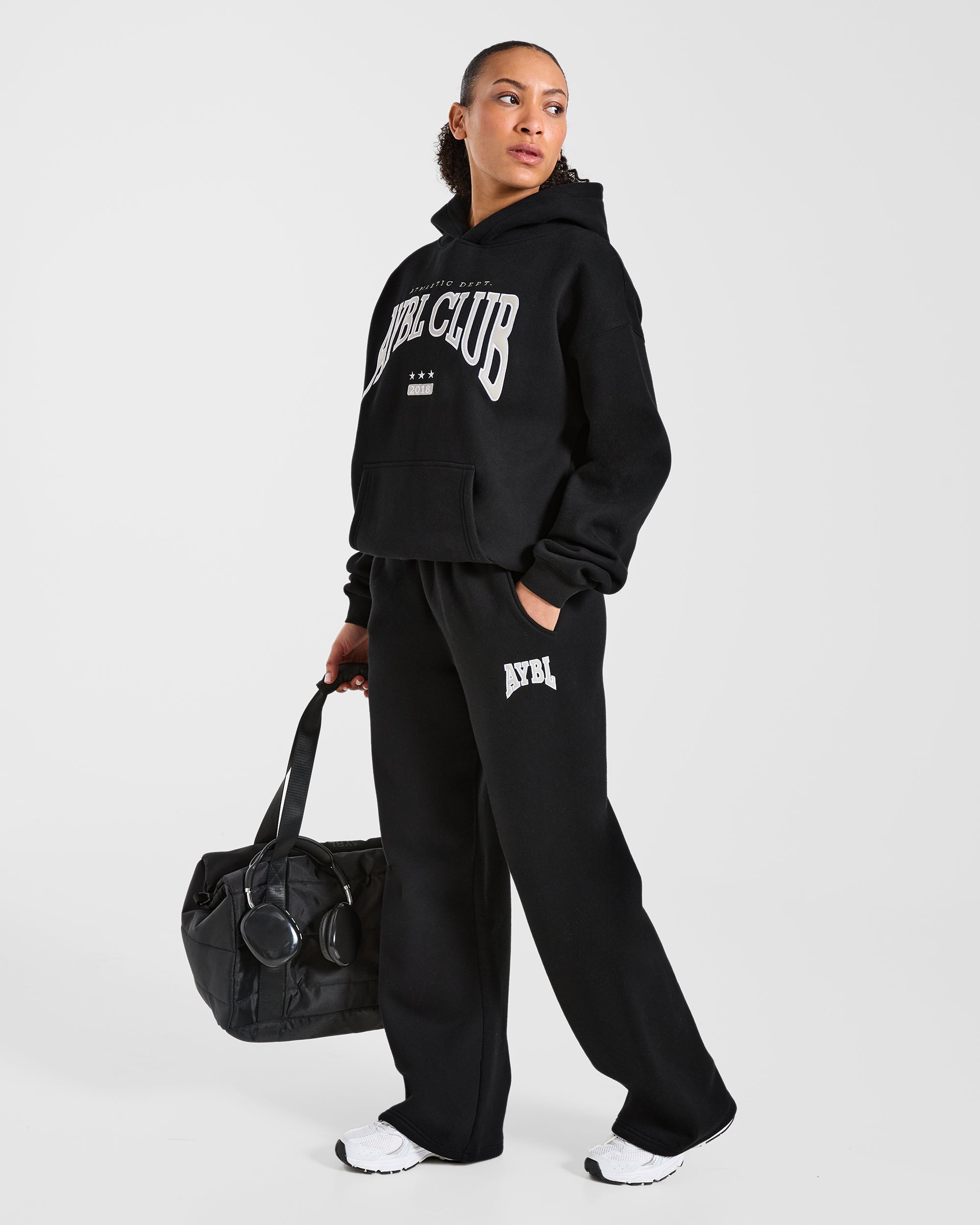 AYBL Club Oversized Straight Leg Joggers - Black