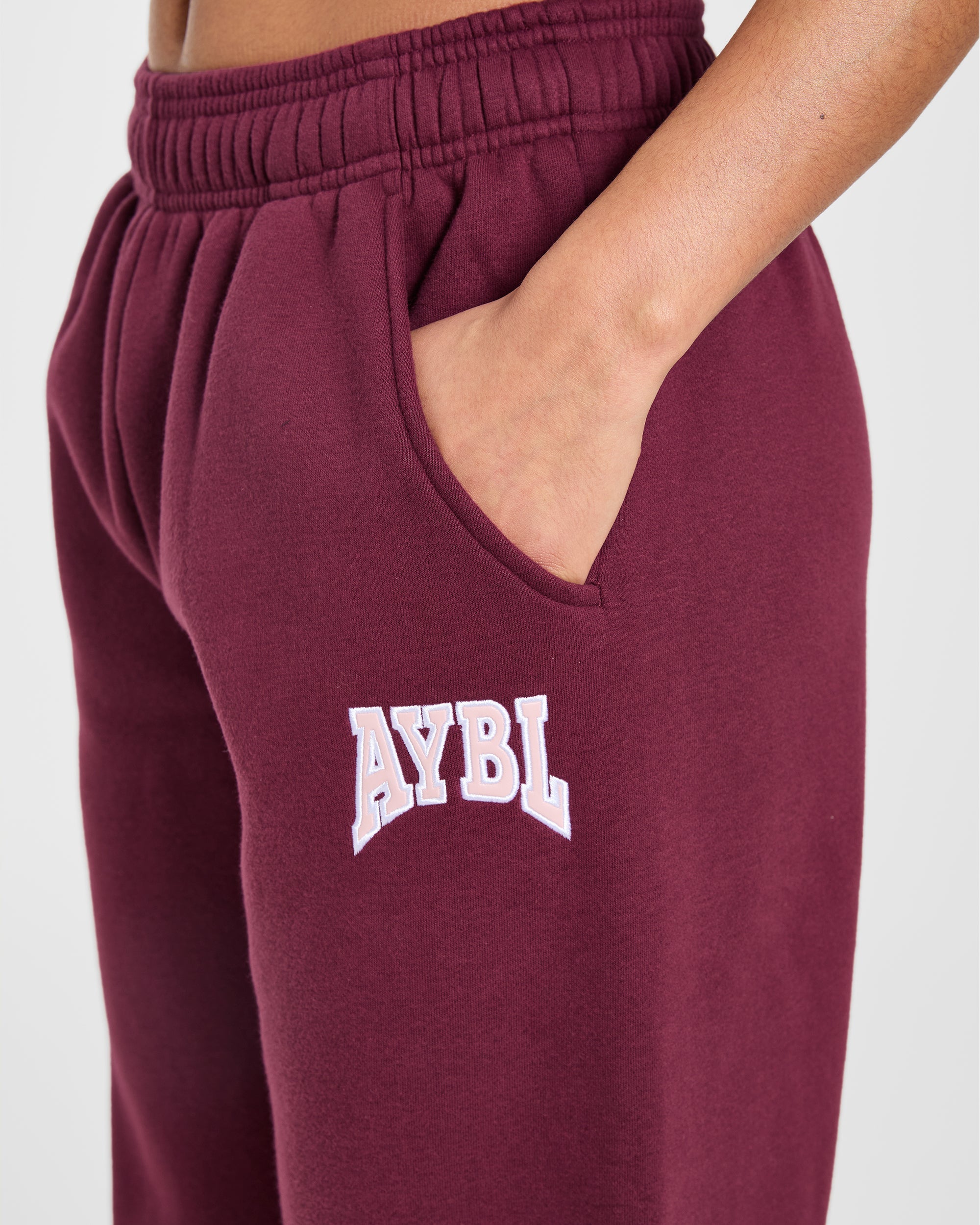 AYBL Club Oversized Straight Leg Joggers - Burgundy/Pink