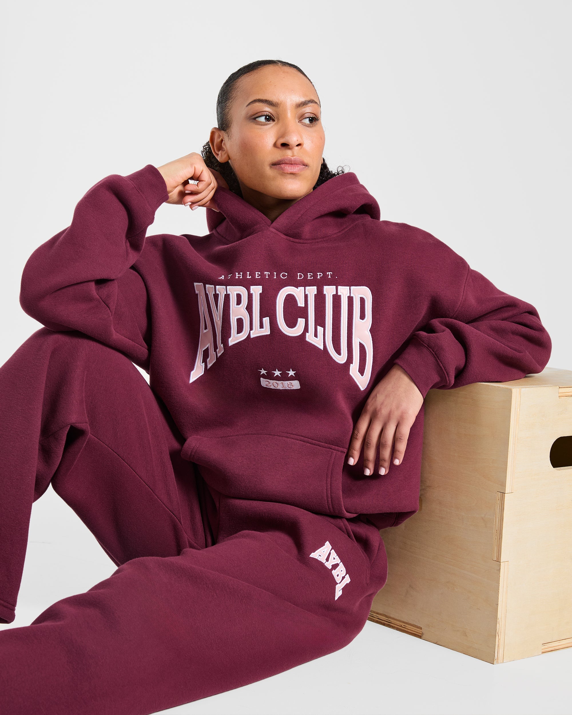 AYBL Club Oversized Hoodie - Burgundy/Pink