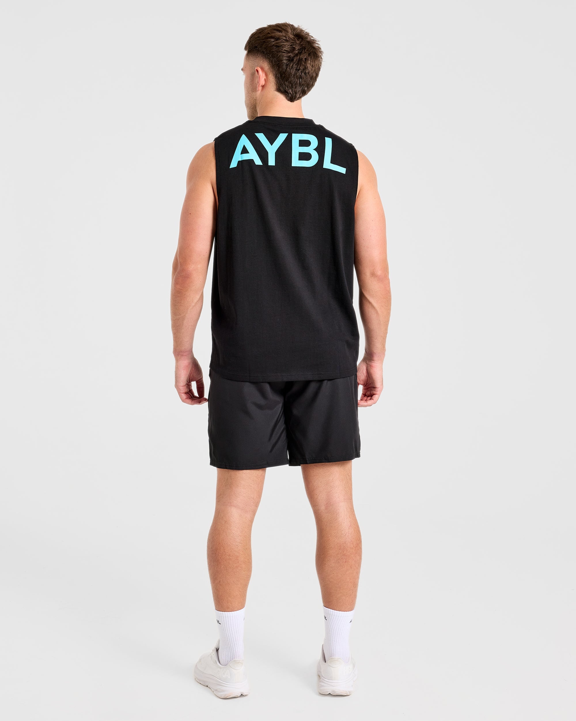 Essential Oversized Graphic Tank - Black/Aqua