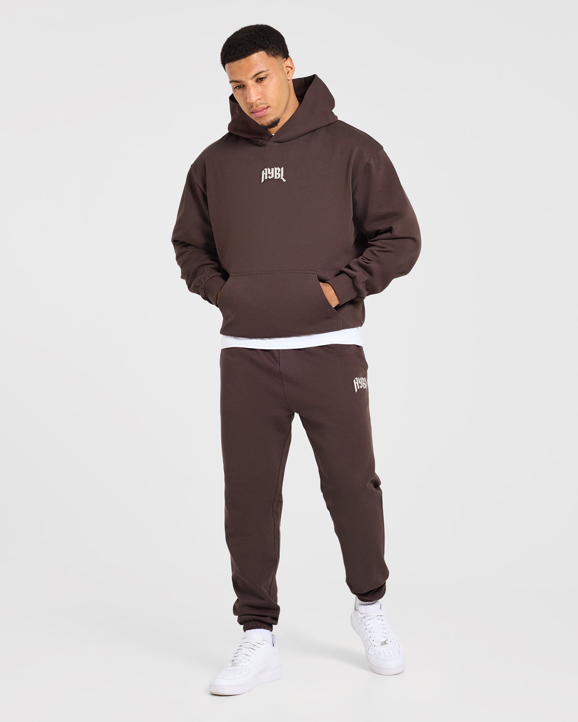 Heavy Lifting Gothic Oversized Joggers - Brown/Cream