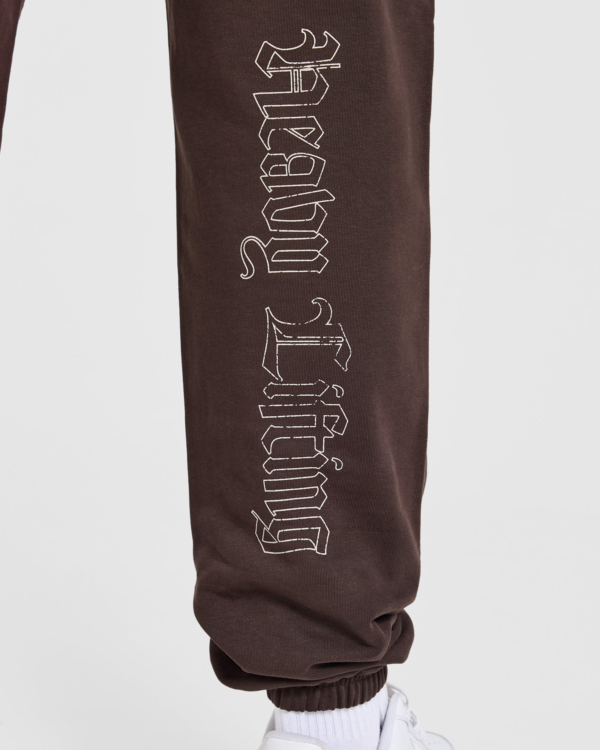 Heavy Lifting Gothic Oversized Joggers - Brown/Cream