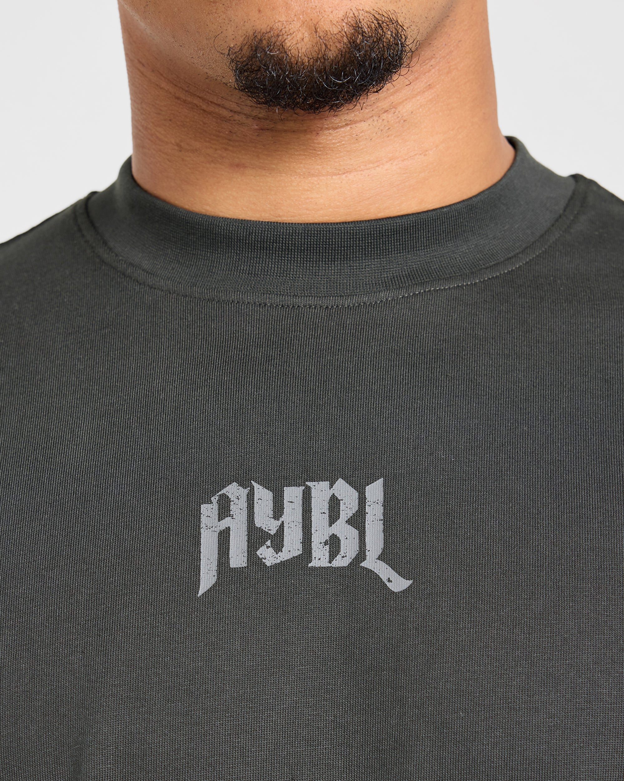 Heavy Lifting Gothic Oversized T Shirt - Charcoal/Yellow
