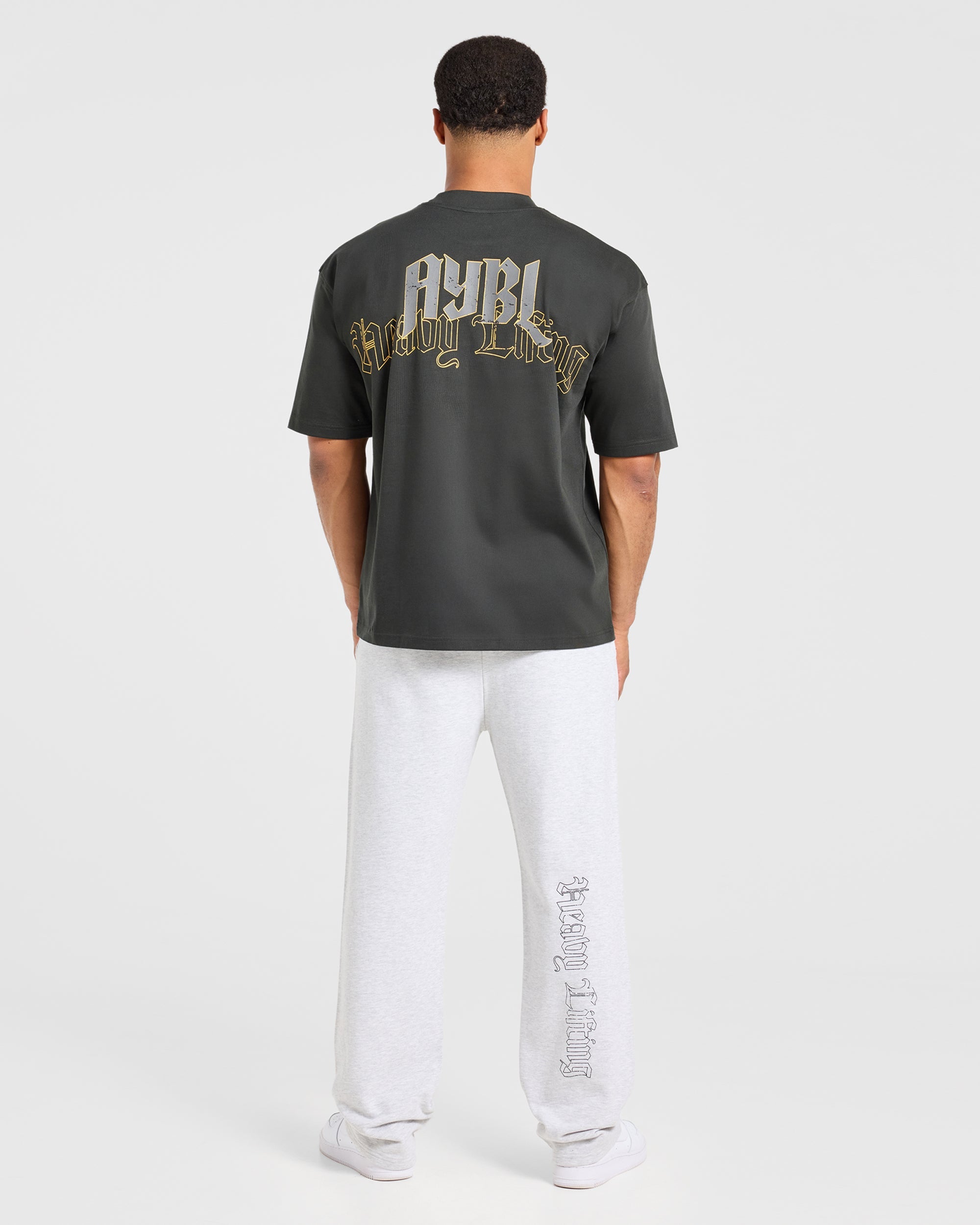 Heavy Lifting Gothic Oversized Straight Leg Joggers - Grey Marl