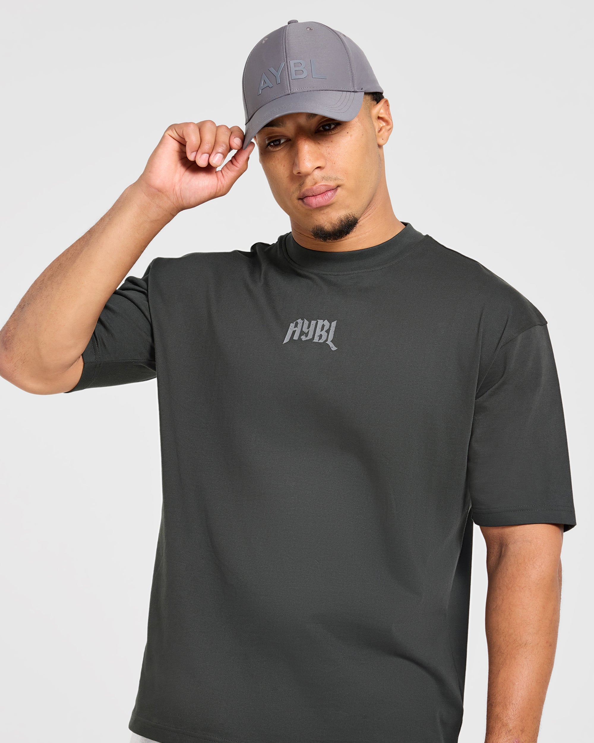 Heavy Lifting Gothic Oversized T Shirt - Charcoal/Yellow