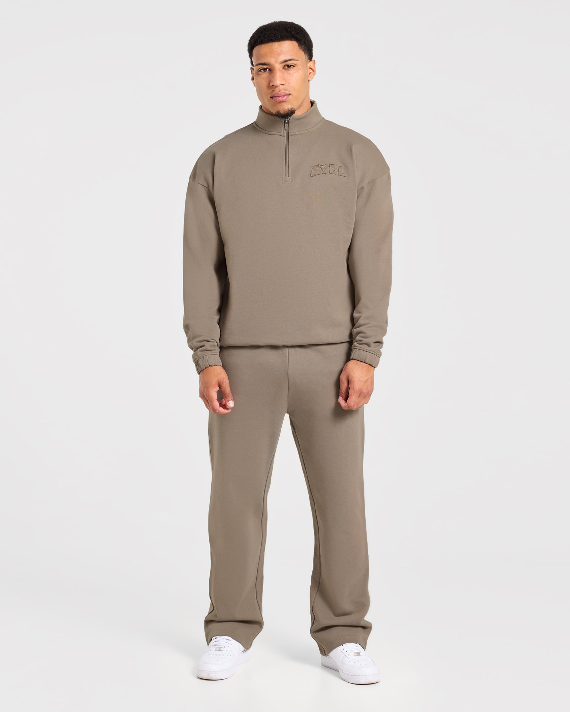 Effortless Oversized 1/4 Zip Pullover - Deep Ecru