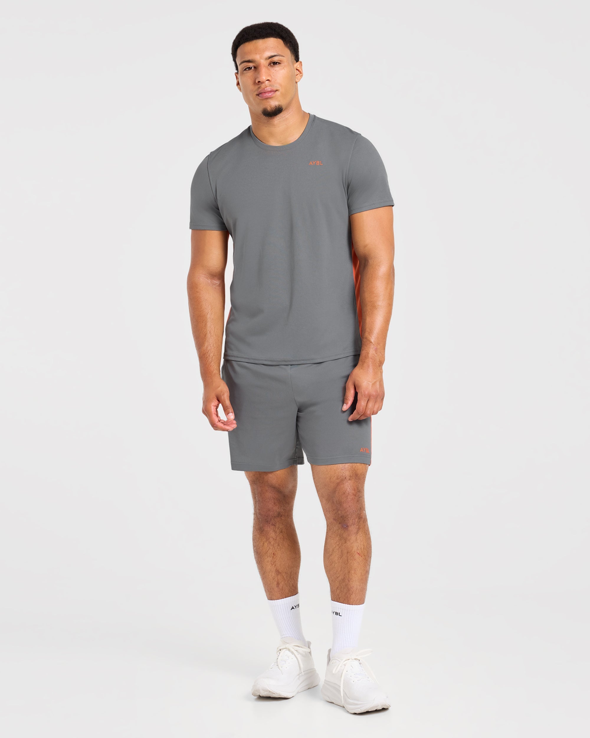 Active Shorts - Charcoal/Orange