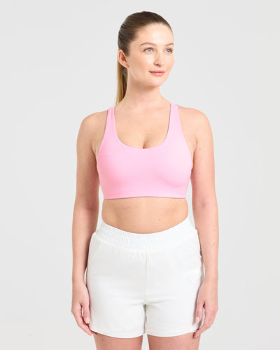 Run Cross Back Sports Bra - Spring Pink