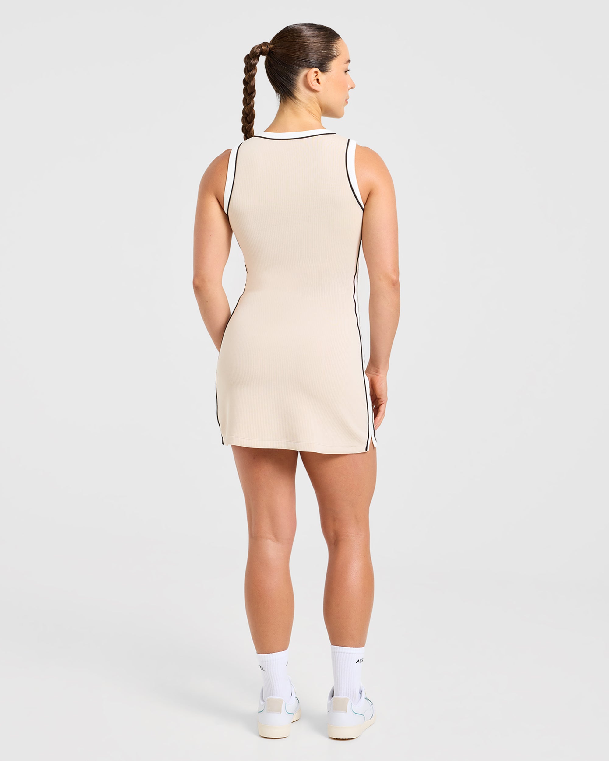Signature V Neck Dress - Sand