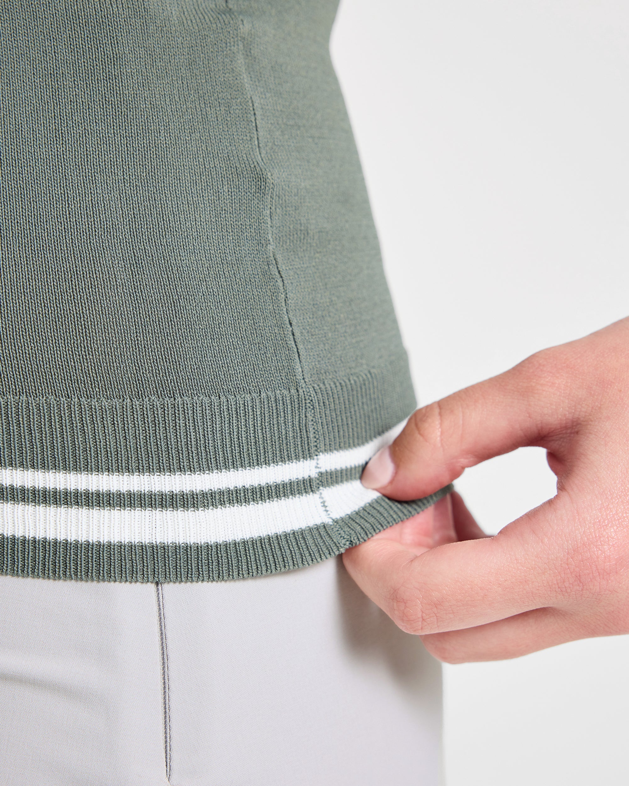 Classic Knitted V Neck Vest - Hillside Green