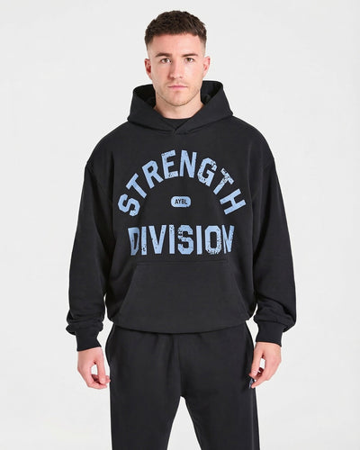 Strength Division Oversized Hoodie - Black/Blue