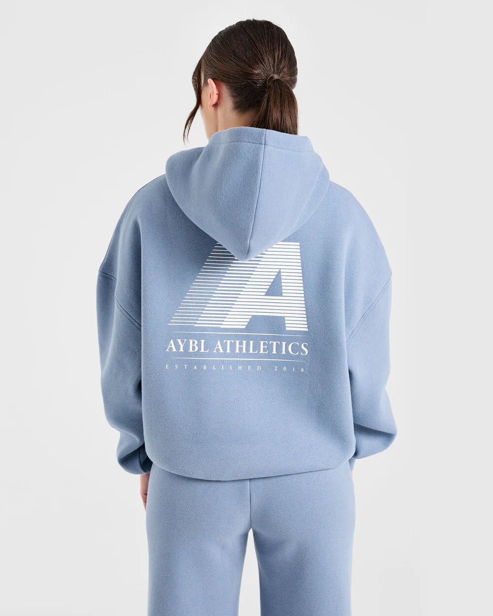 Retro Athletics Oversized Hoodie - Vintage Blue