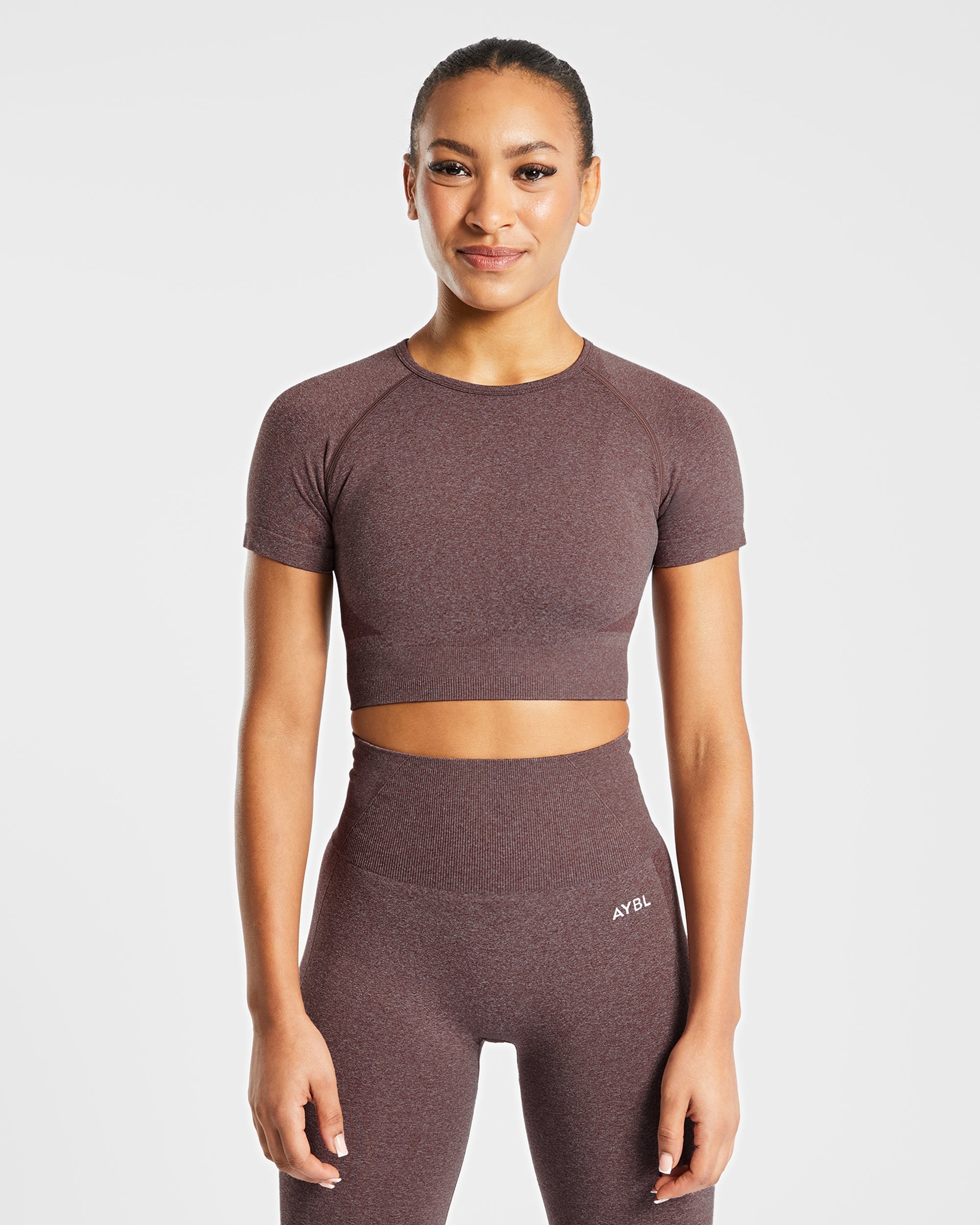 Empower Seamless Crop Top - Brown Marl